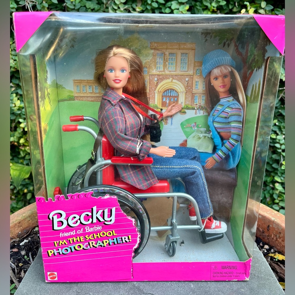 Vintage Becky Friend of Barbie Doll - School Photographer in Wheelchair NRFB